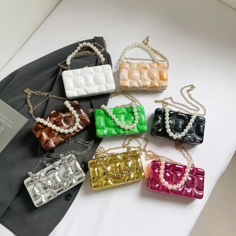 

Fashionable Candy Colored Acrylic Box Bag Personalized Design Shiny Crossbody Dinner Bag for Women