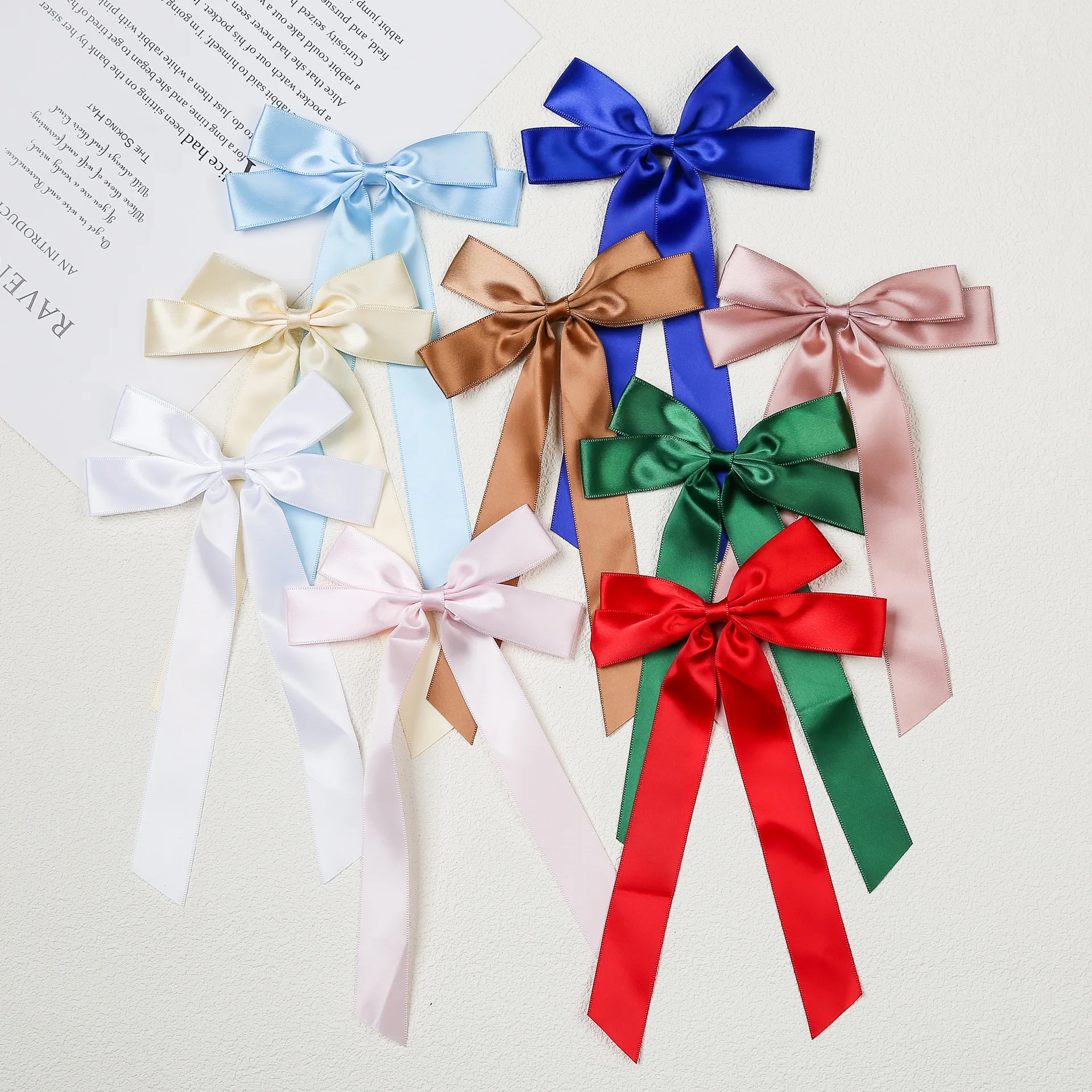 

10pcs Chidlren Ribbon Hairbow Barrettes New Colorful Satin Bow Clips Elegant Back Hair Accessories for Girls Baby Headwear