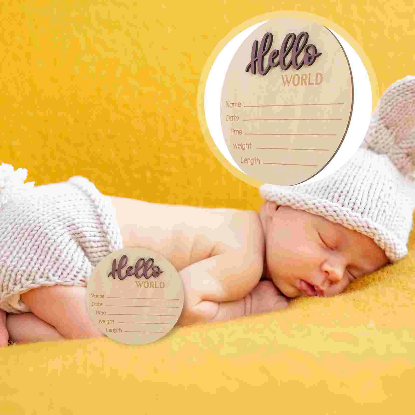 Craft Pendant Baby Birth Sign Card Newborn Signs Wooden Announcement for Hospital