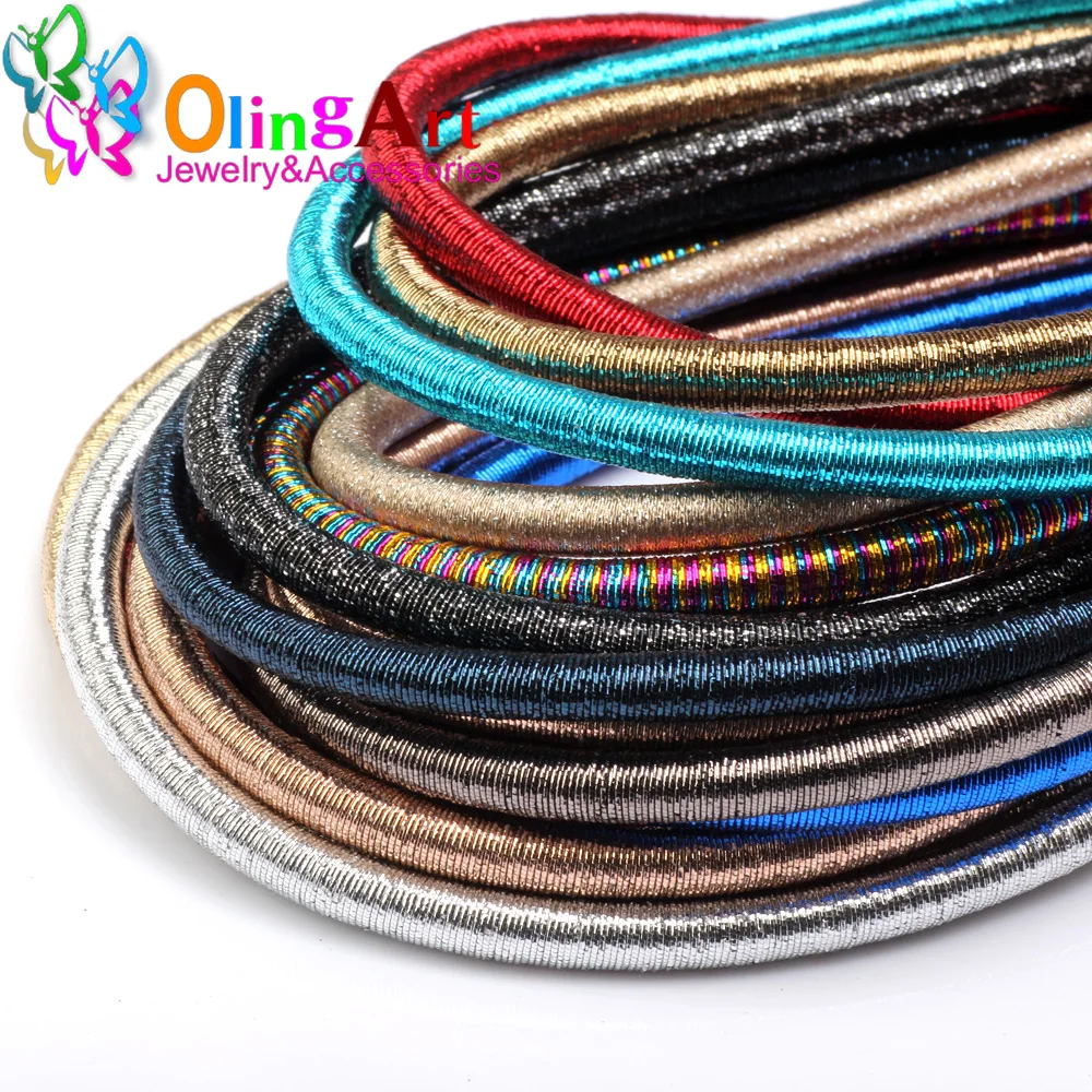 8mm 46cm 소프트 레이온 실크 메탈 컬러 코드 중공 고무 DIY 목걸이 팔찌 쥬얼리 결과 만들기 Olingart