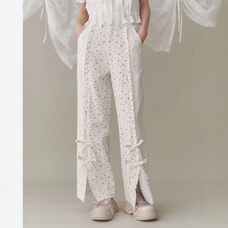 

Torowee Sweet Lace Splicing Denim Jeans New 2025 Autumn Collection Women's Faion Premium Quali Casual Trousers