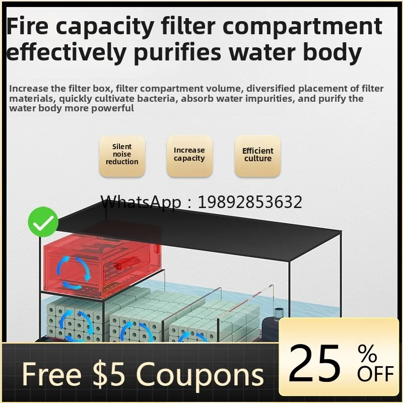 office ecological stream goldfish tank integrated bottom filter water-free ultra-white fish tank