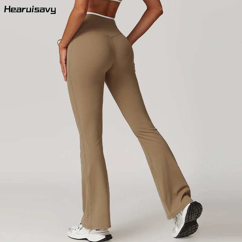 Hearuisavy Yoga Leggings Latin Dance Bell-bottomed Pant Women Push Up Fitness Outdoors Casual High Waist Sports Flared Pants