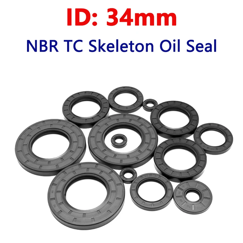 

5pcs ID 34mm NBR Nitrile Rubber TC Skeleton Oil Seal Shaft Lip Seal High Temperature Gasket Acid Resistance OD 41-48mm