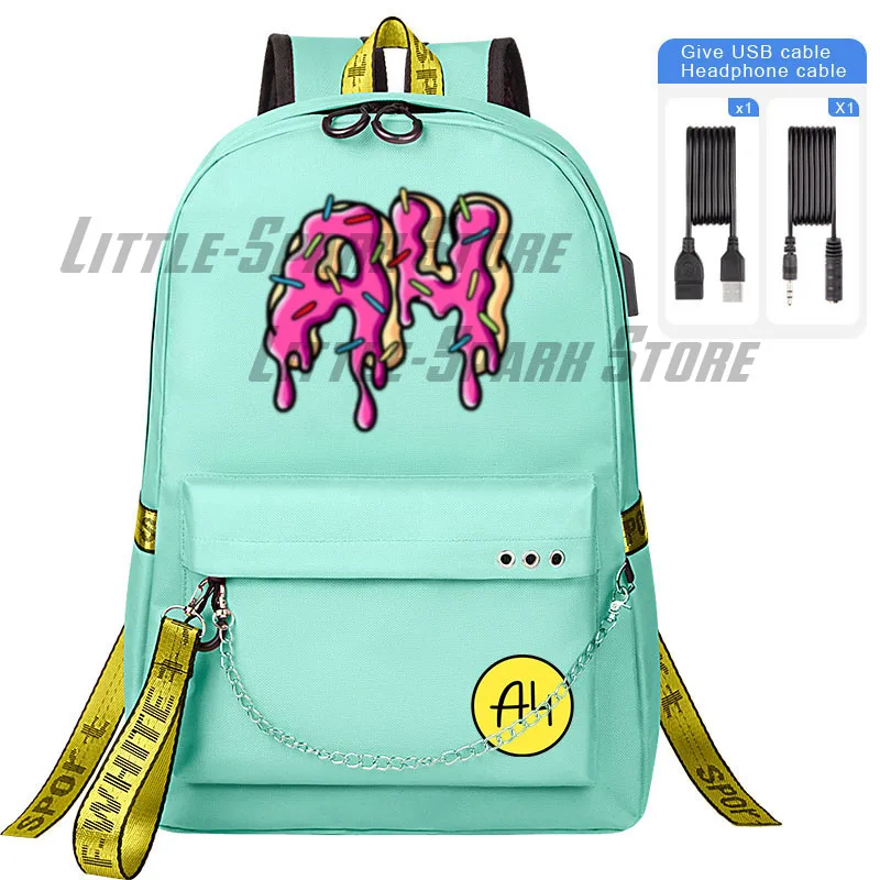 

Green Pink А4 пончик Boy Girl School Bags For Teenager Kids USB Charging Laptop Backpack Влад Бумага Student Book Bag Mochila