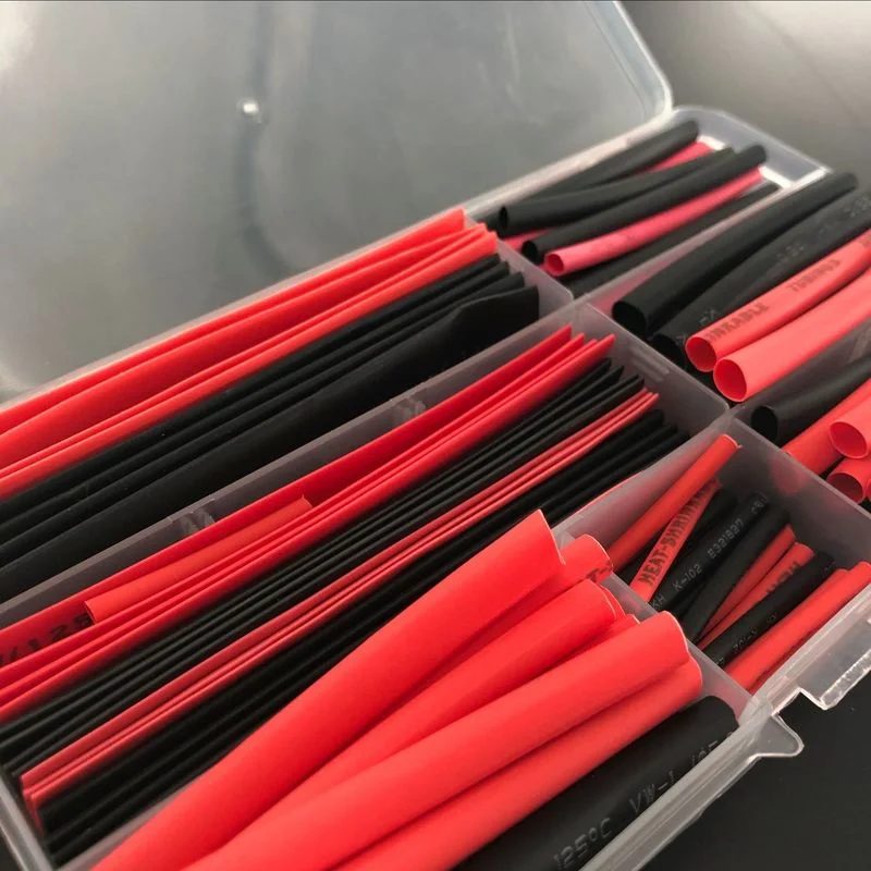 1set = 150PCS 7,28 m Schwarz Und Rot 2:1 Sortiment Schrumpf Schläuche Rohr Auto Kabel Sleeving Wrap draht Kit