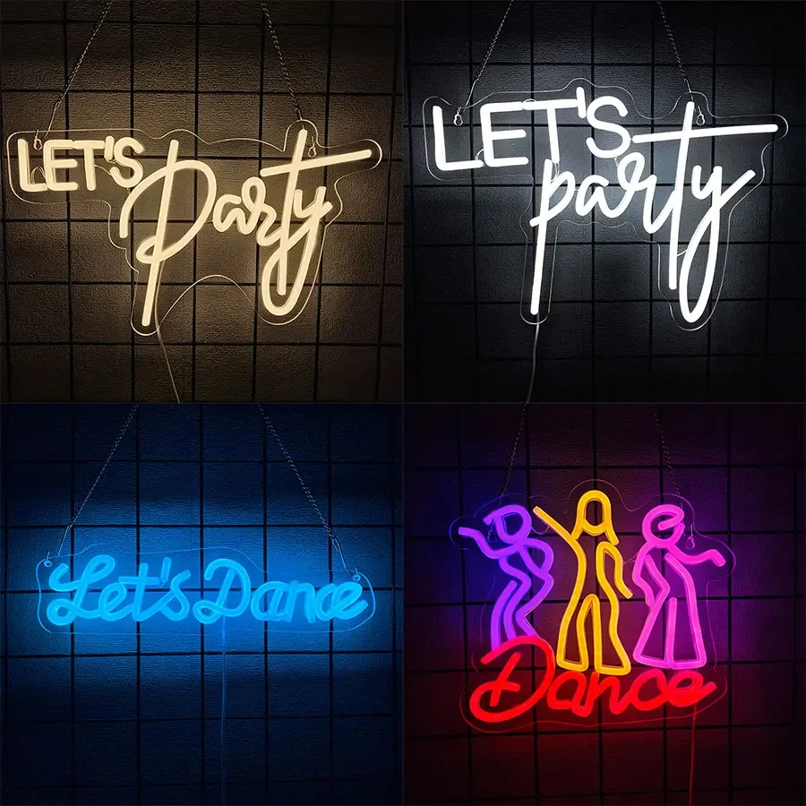 

Икона с буквами, используется для танцев, светодиодная неоновая вывеска Let'S Dance, аксессуары для бара, День святого Валентина, вечеринки по случаю дня рождения, декор танцевальной студии.