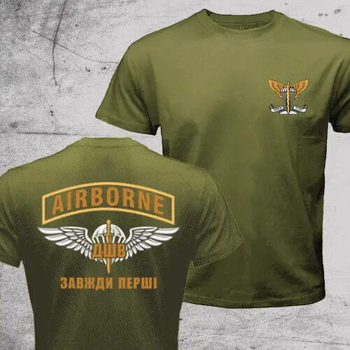 Ukraine Air Assault Forces Airborne Paratroopers Military Men T-shirt Short Sleeve Casual Cotton O-Neck Summer Shirt