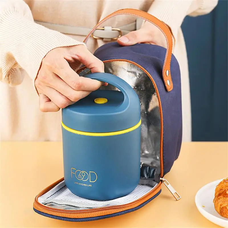 304 Stainless Steel Vacuum Thermal Lunch Box Insulated Lunch Bag Food Warmer Soup Cup Thermos Containers Bento Box for Students