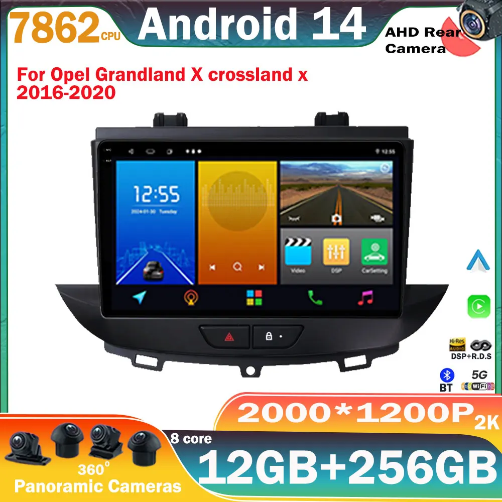 Android 14 For Opel Grandland X crossland x 2016-2020 Carplay Multimedia Monitor Screen Stereo Radio Video Player Car Navigation