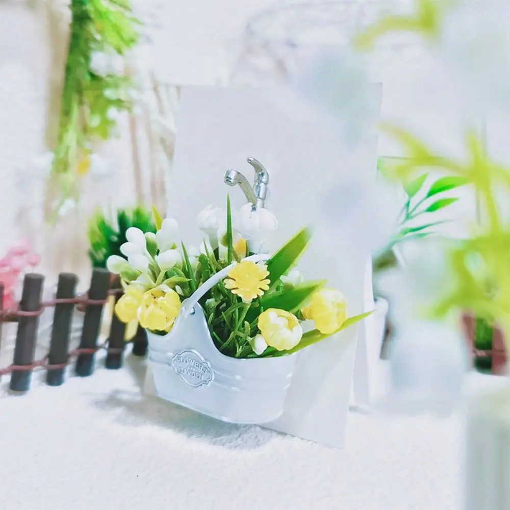 

Корзина с ведром для цветов, строительная корзина для сказочного сада, высококачественная металлическая корзина для кукольного домика, разноцветная корзина для покупок