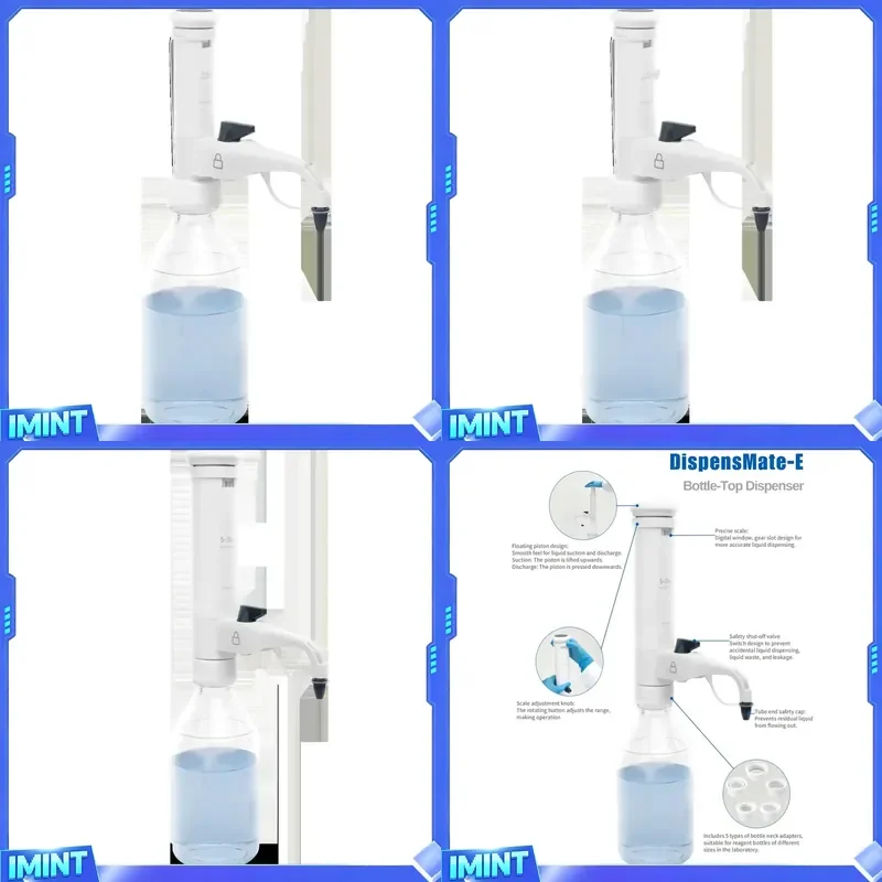 WEST TUNE Bottle-Top Dispenser DispensMate-E 1-5ml 2-10ml 5-30ml 10-60ml Adjustable Volume with Adaptors for Different