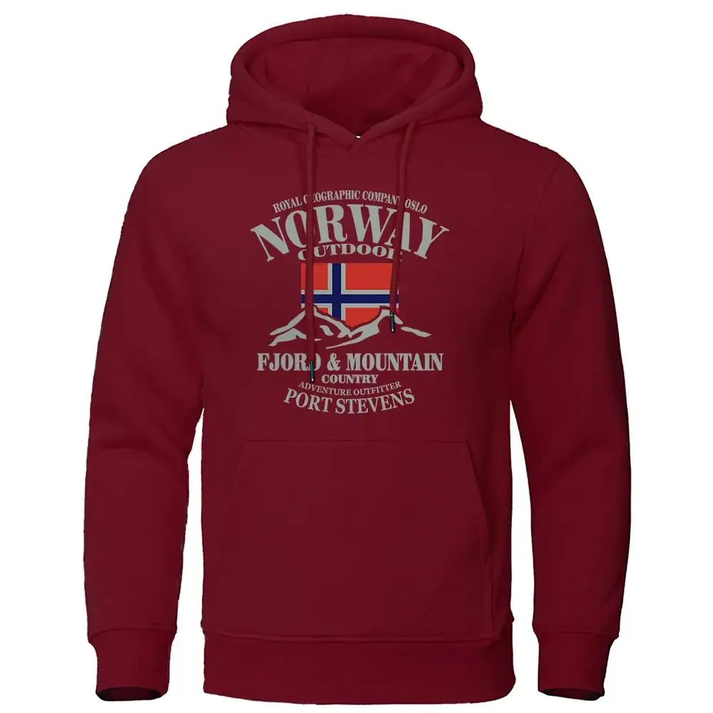 

Norway Fjord Mountain Hoodies For Men Autumn Street S-3xl Hoodie Loose Fashion High Quality Hoody Oversize Casual Clothing Red