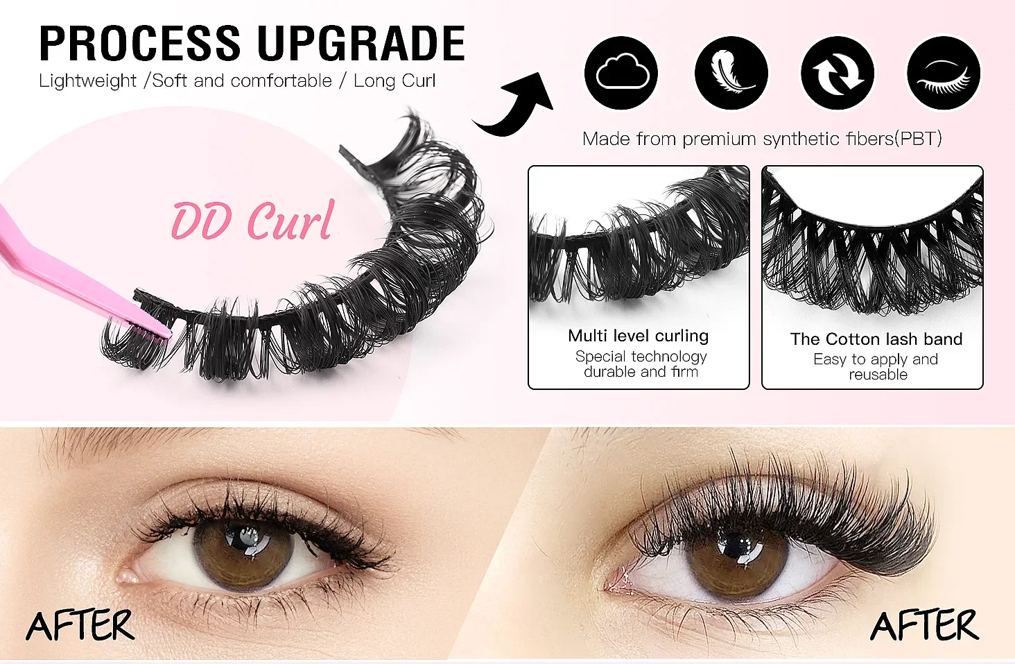 10 คู่ DD Curl รัสเซีย Strip Lashes Faux Mink Lashes ขนตาปลอมธรรมชาติ Dramatic Eyelashes Eyelash Extension แต่ละ