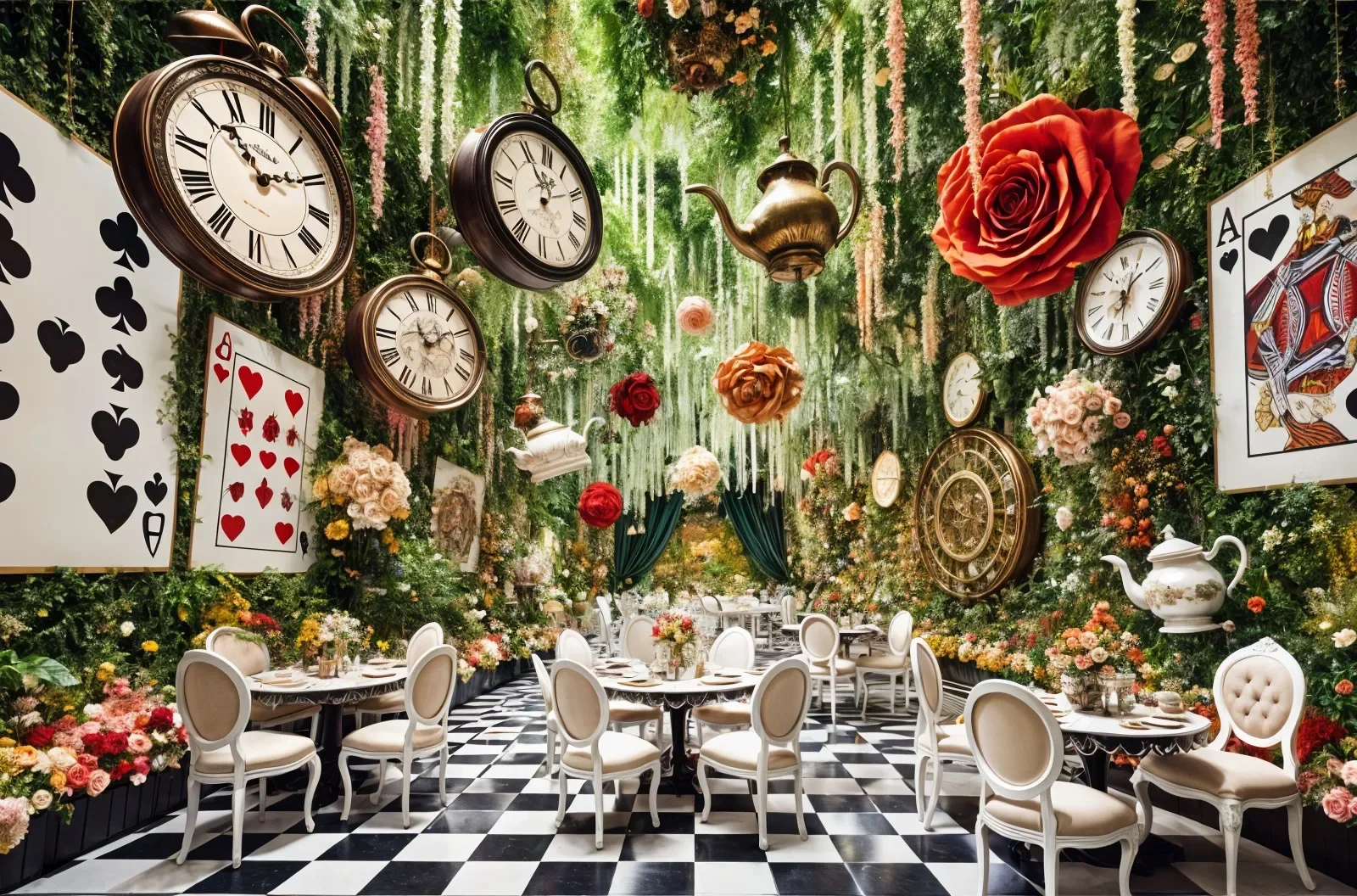 alice Wonderland Tea Party Backdrop kids children decor photo backgrounds adult Birthday Party photography backdrops