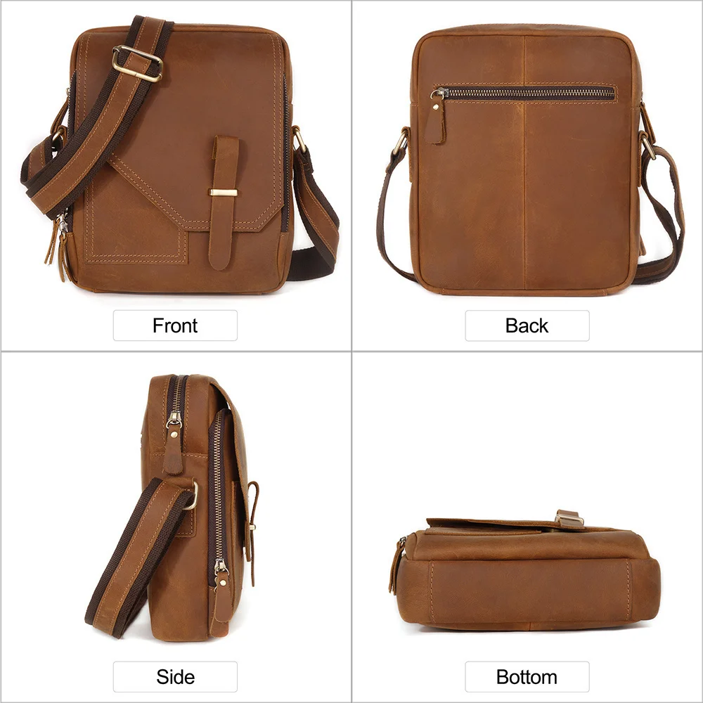 Genuine Leather Men Shoulder Bag Vintage Crossbody s Multifunctional Cowhide Small Messenger for Work Business