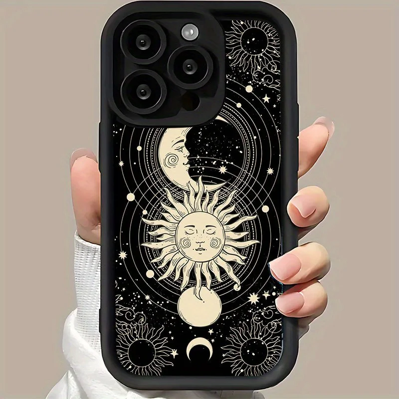 

Чехол для телефона с креативным рисунком Солнца и Луны, подходит для iPhone 17, 16, 14, 13, 12, 11 Pro/Max/Plus с защитой от падения и ударов