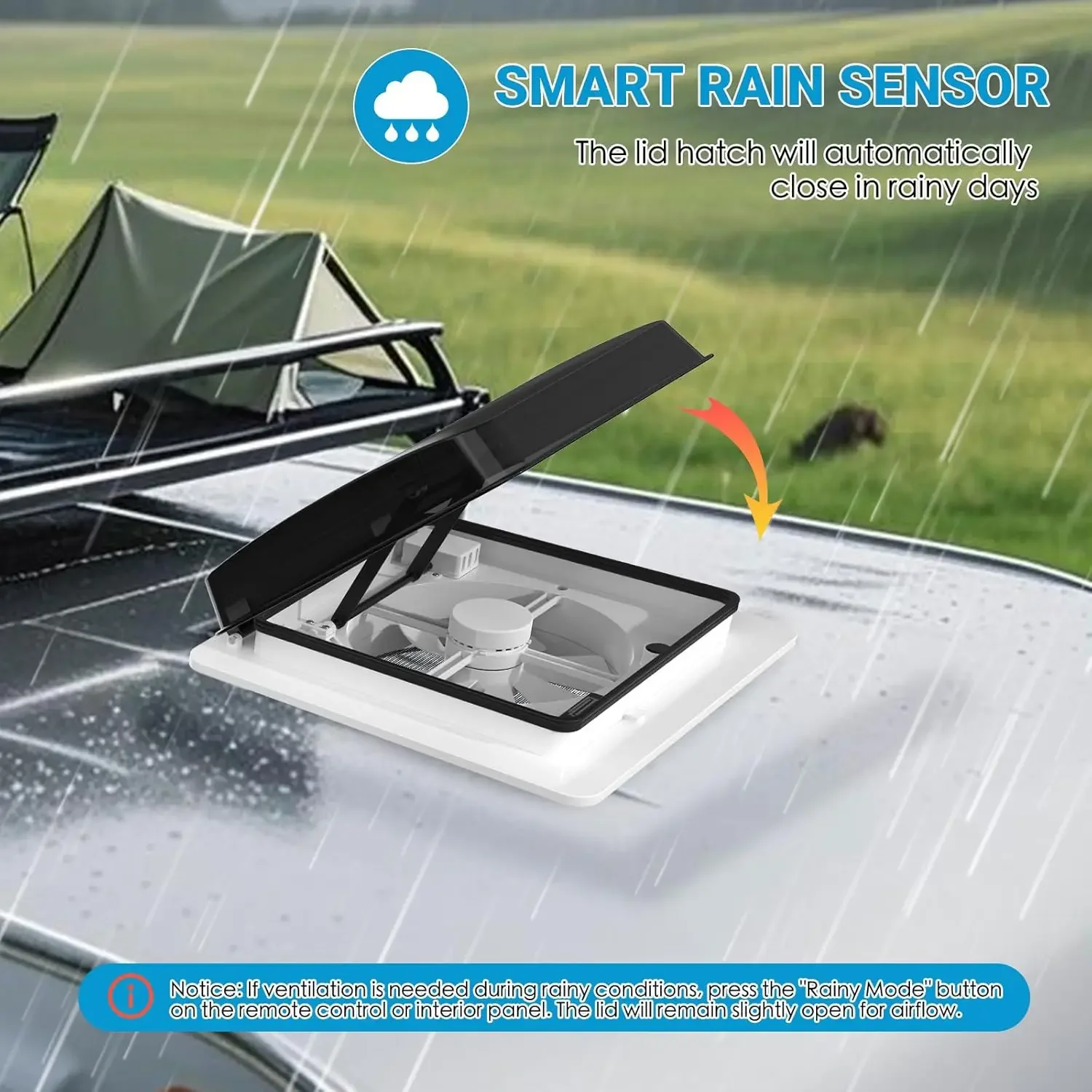 مروحة عادم قابلة للعكس بفتحة تهوية RV مقاس 14 بوصة من Air Max، مروحة سقف لتهوية الهواء RV ذات صوت منخفض للغاية 12 فولت عن بعد مع مستشعر المطر #1