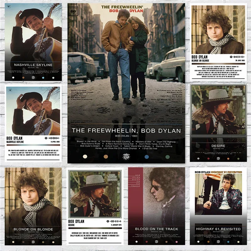 Frameless Canvas Painting Bob Dylan Band Classic Singer Music Tracklist Album Covers Poster Print Wall Art Pictures Canvas Paint