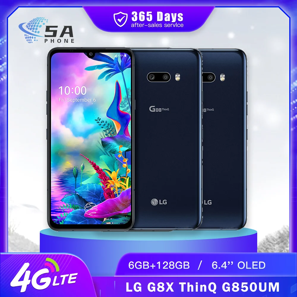 Original LG G8X G850UM 4G Mobile Phone NFC 6GB+128GB 6.4'' OLED HDR10 12MP+13MP+32MP Snapdragon 855 Octa-Core Android SmartPhone