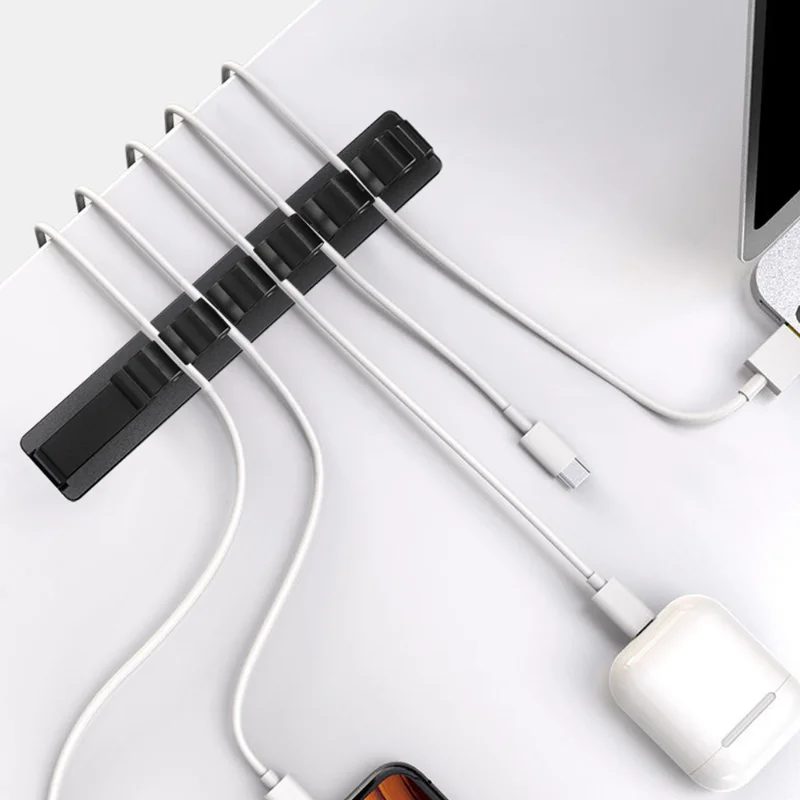 5 Lubang USB Kabel Organiser Kabel Penjepit Kawat Penggulung Headphone Earphone Pemegang Kabel Silikon Klip Saluran Telepon Manajemen Desktop