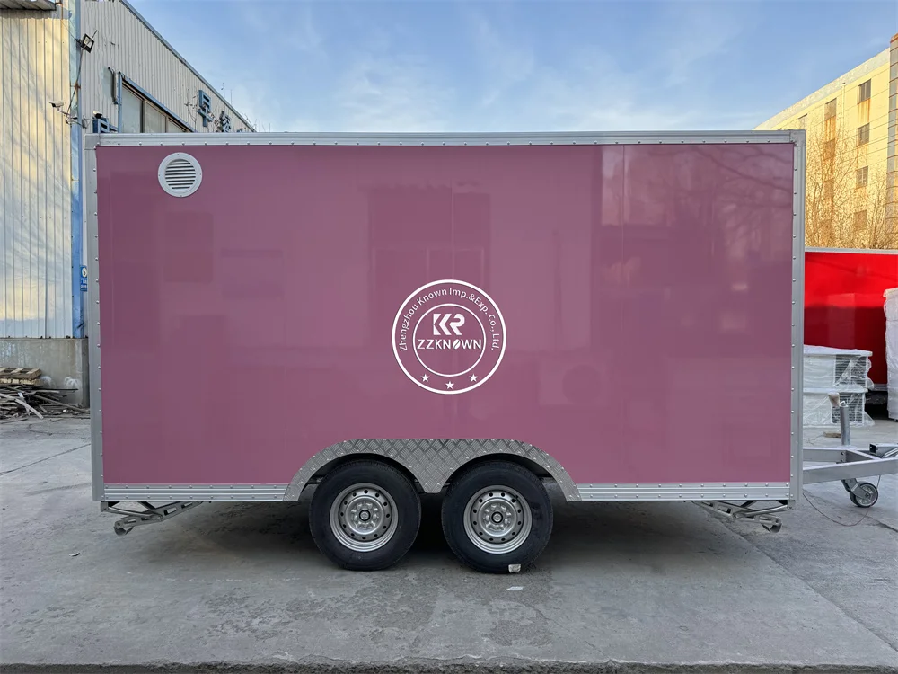 Fast Food Truck Mobile Kitchen Trailer Bubble Tea Kiosk Catering Trailer Fully Equipped Hot Dog Ice Cream Cart Food Trailer