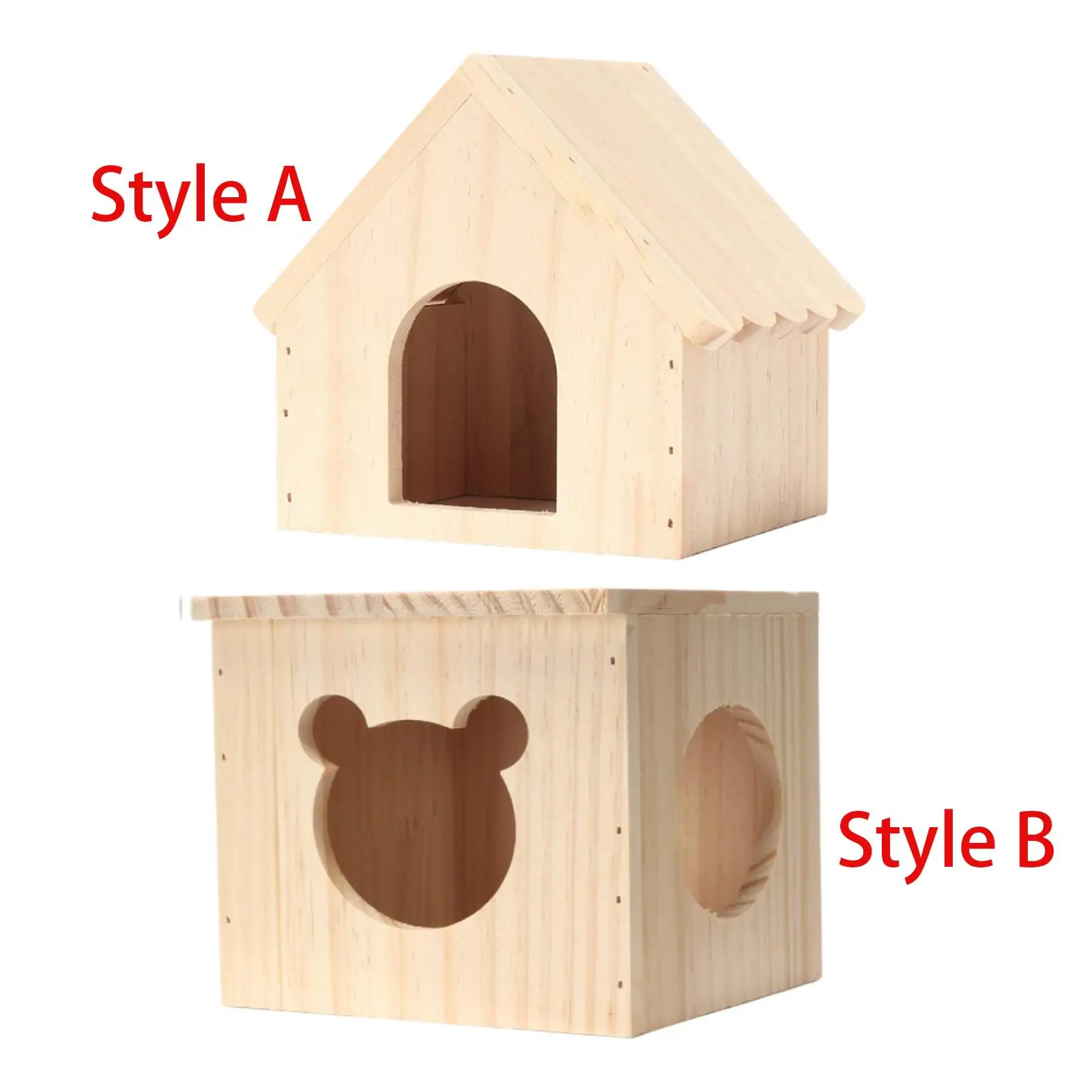 Natural Wood House Exploration Toy Cabin for Small Animals: Hamster Hideout Haven