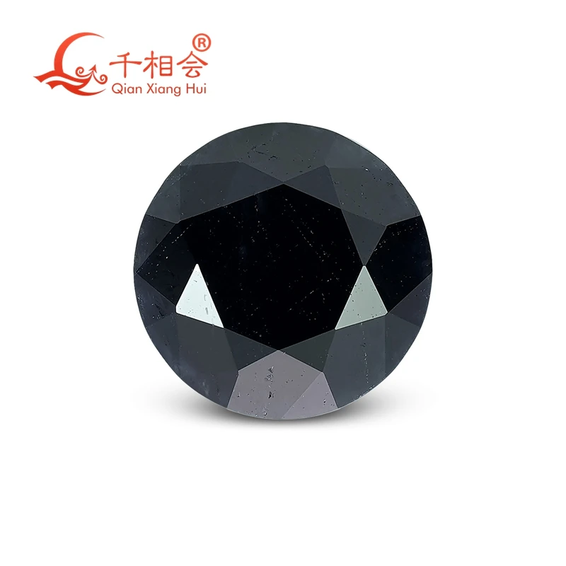 1.4ct round shape diamond cut Natural sapphire black color Decoration Gifts Loose Gemstone GRC certificated