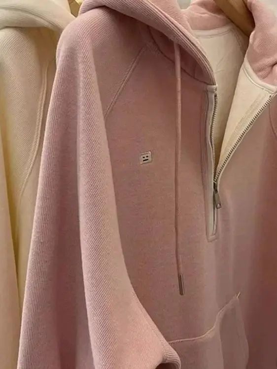 

Корейская женская толстовка больших размеров с капюшоном, утепленная флисом, свободного кроя, стройнящая, с длинными рукавами, с карманами, зимнее пальто