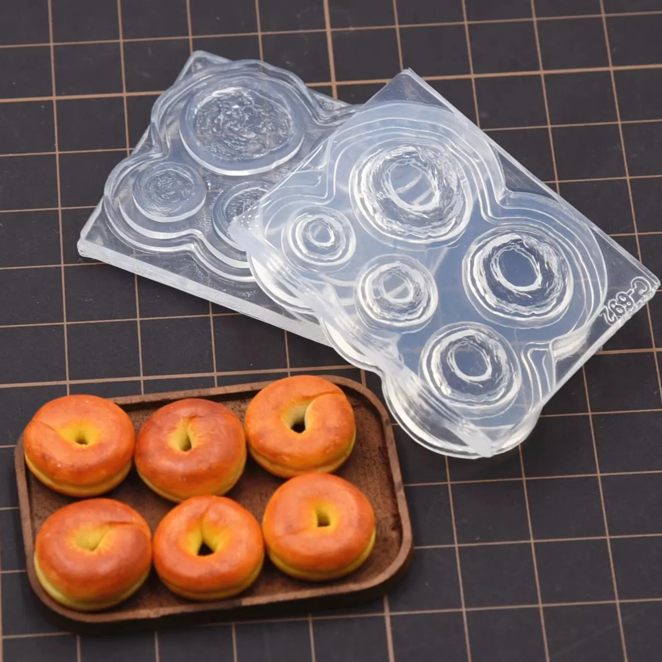 Pottery Clay Mini 3D Bagel Bread Silicone Mold  Fired Bread DIY Tools