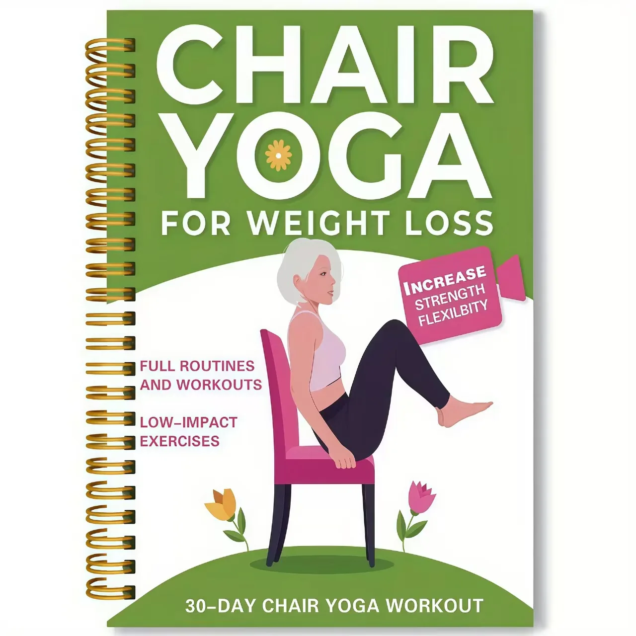 Chair Yoga Exercise Notebook For Seniors 50 Page Seated Yoga Guide, Fitness Planner Journal For Flexibility & Balance Training
