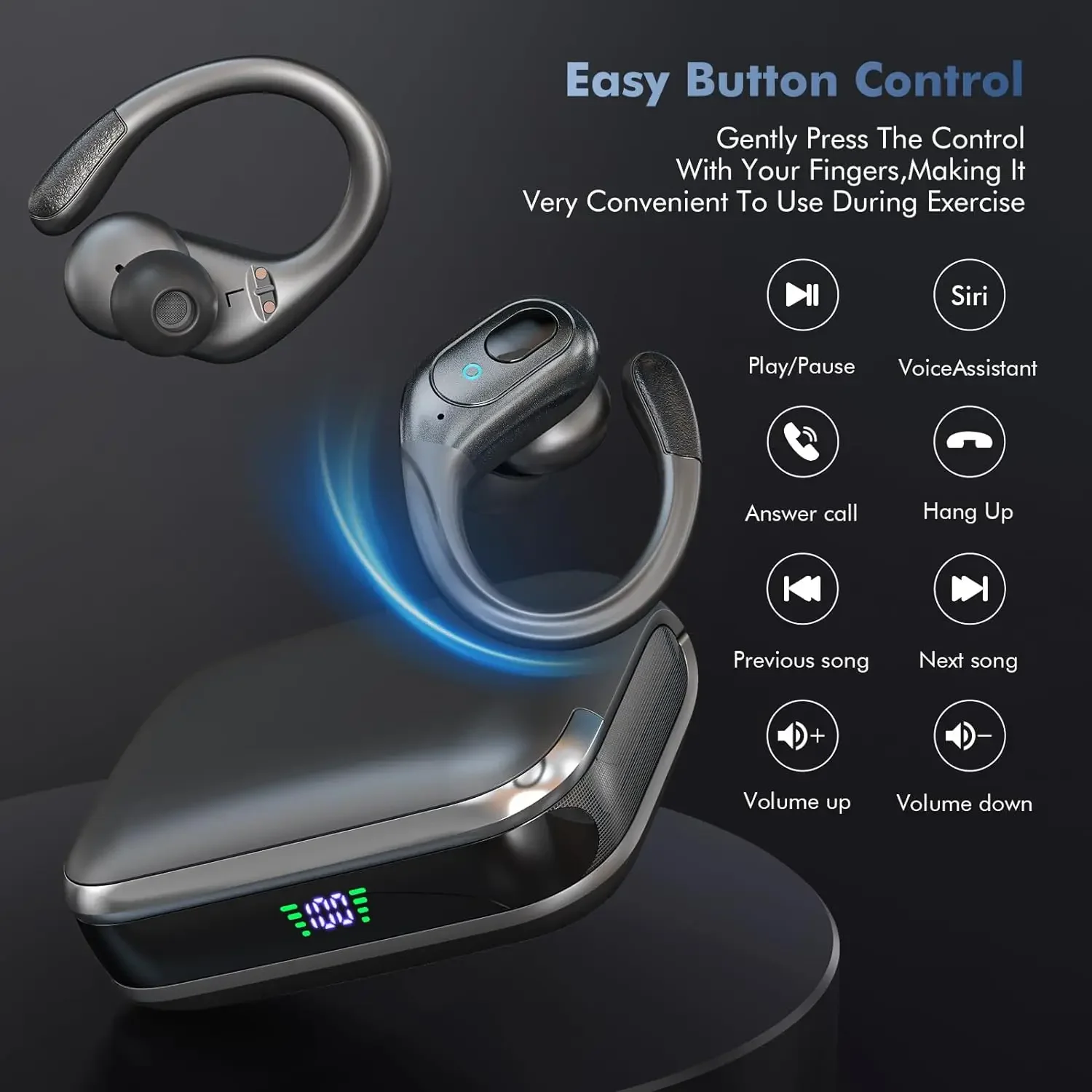 ワイヤレスイヤホン、bluetooth-スポーツヘッドフォン、75-時間再生イヤーフックヘッドセット、ワイヤレスイヤホン-9d-ステレオ-hifi-サウンドノイズキャンセリング