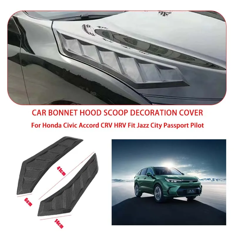 2 Pcs Gloss Black For Honda Hood Vents Bonnet Cover Rubber Front Bonnet Vent car decorations
