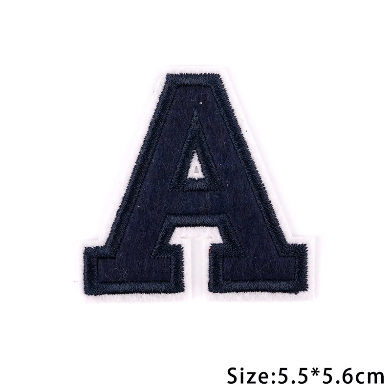 A-Z Dark Blue Letters Patches Iron on English Alphabet Appliques DIY Handmade Crafts Clothing Embroidery Name Sticker Badges