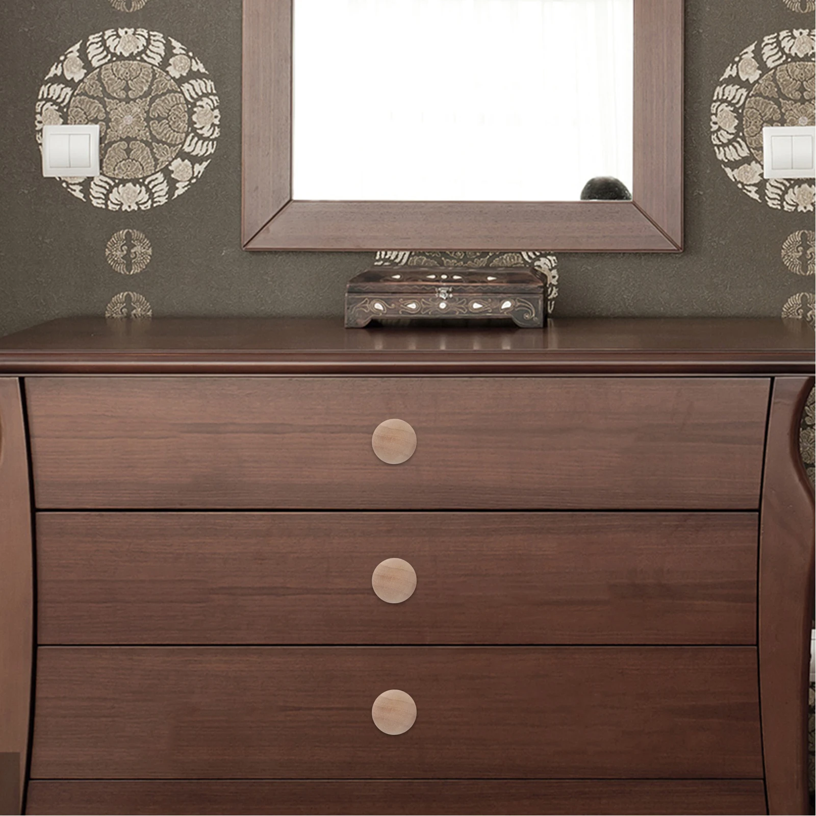 

12pcs Wooden Drawer Handles Cabinet niture Pull Round Durable Replacement Mushroom Simple Design Home Office Accessories