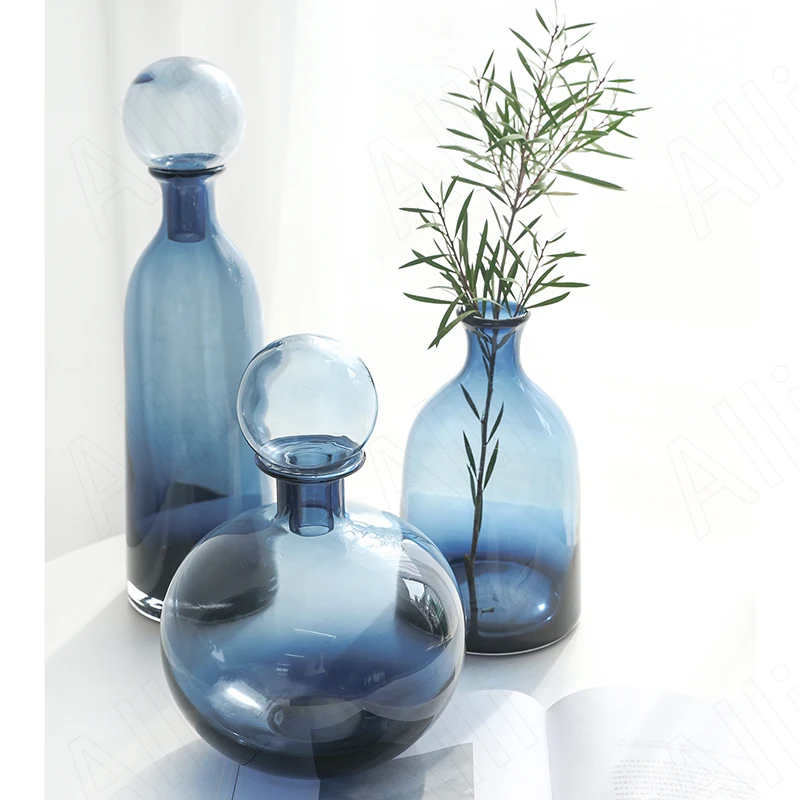 Northern Europe Glass Vase Light Luxury with Cover Flower Utensils Living Room Desktop Flowers Organizer Modern Home Decoration