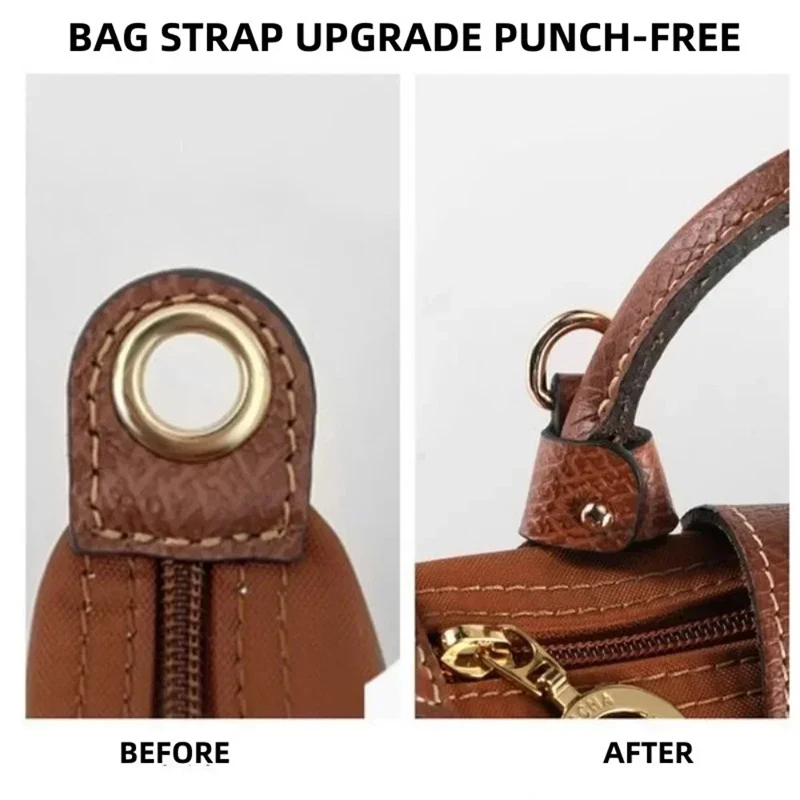 Punch-free Genuine Leather Shoulder Strap for Longchamp mini Bag Straps Crossbody Conversion Hang Buckle Bag Accessories