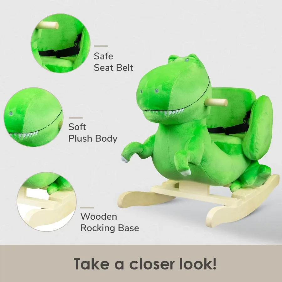 Hobbelpaard Dierendinosaurus voor kinderen van 10-36 maanden, 25 x 13 x 18 inch