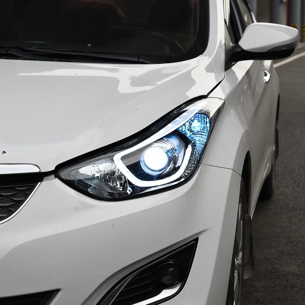 

Для Hyundai Elantra Langdong 2012-2016: Комплект светодиодных фар с двойной фокусирующей линзой, улучшенный дизайн, высокое качество