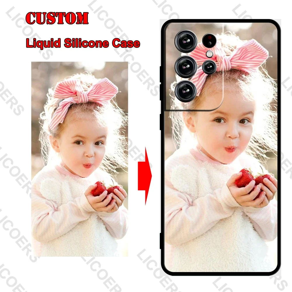 DIY Case for Samsung Galaxy S26 S25 S24 S23 S22 S21 Ultra Plus Note 20 Case Liquid Silicone Customiz Picture Photo Soft Cover