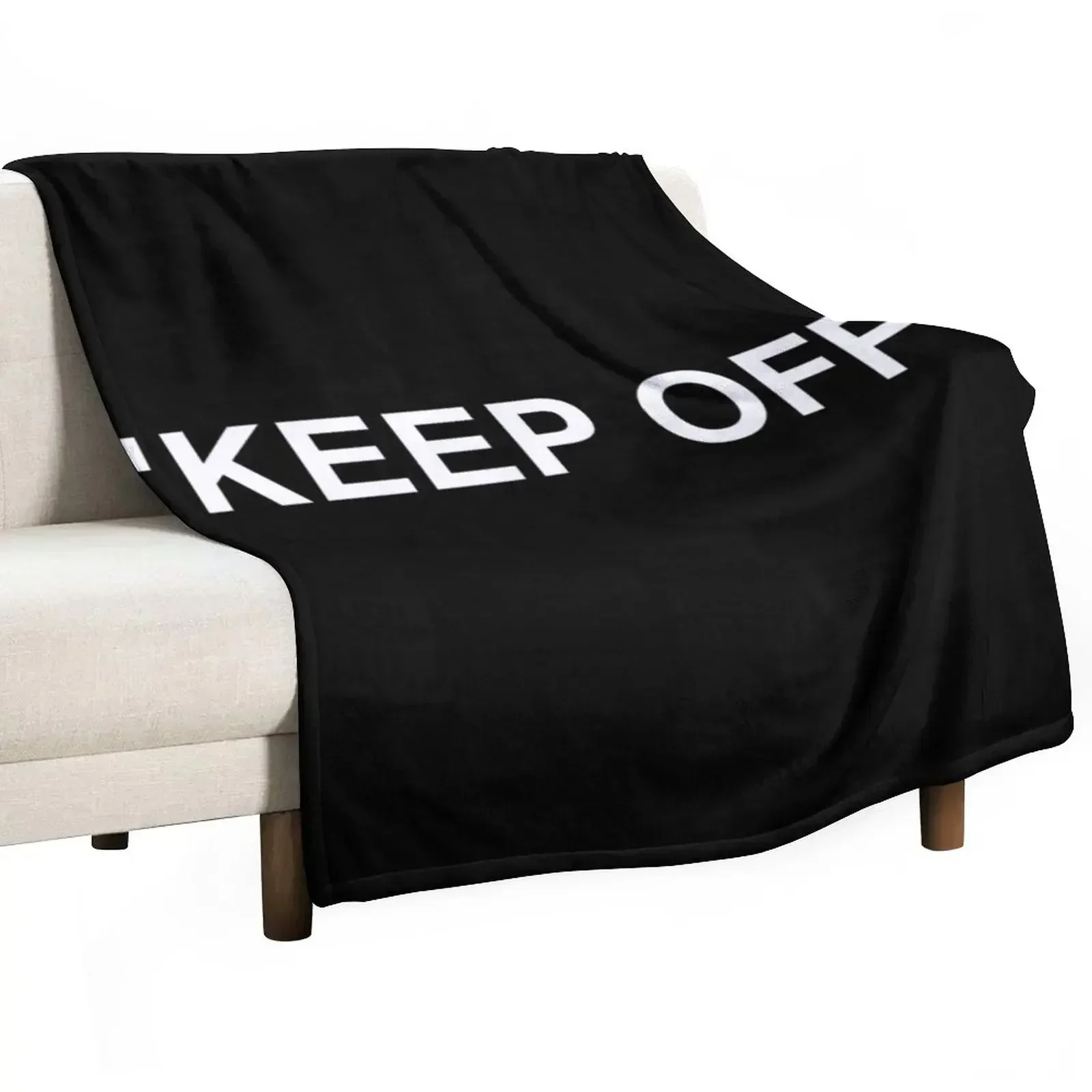 KEEP OFF LOGO - WHITE Throw Blanket warm for winter Retros Warm Blankets