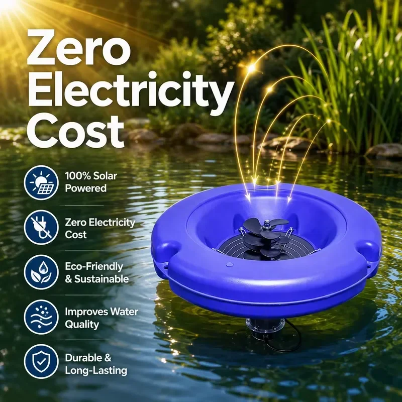 Aquaculture Pond Splashing Surface Water Treatment Solar Fountain Aerator Pump