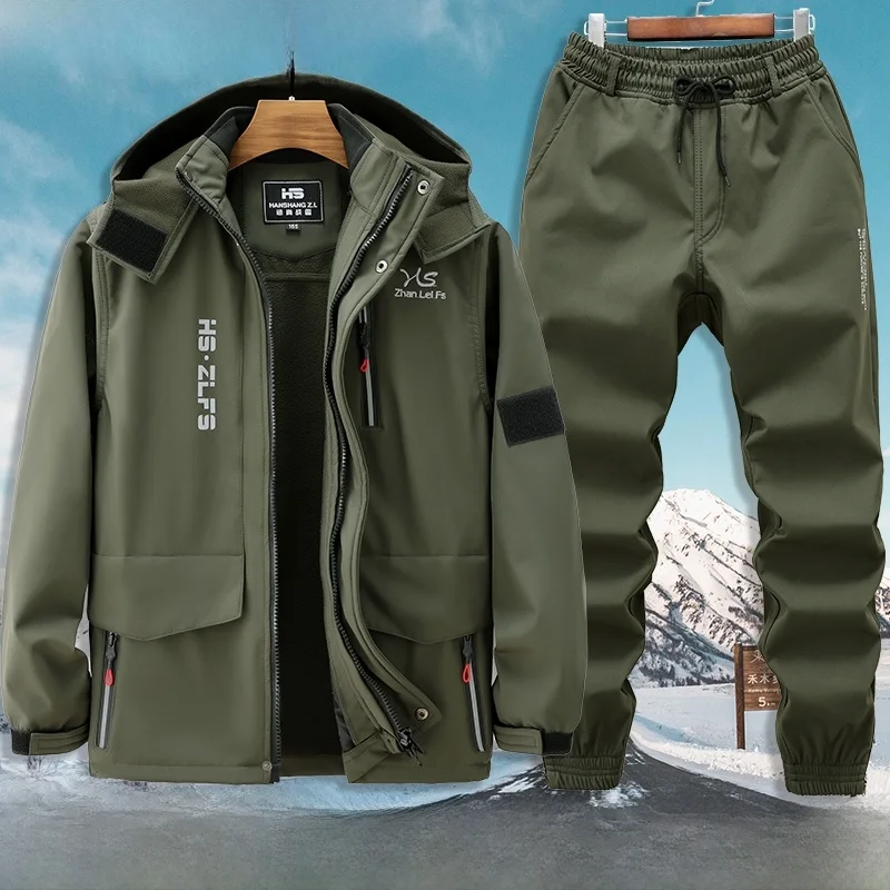 Thiened Fce Winter Workwear Set Men's Cold Proof Warm Outdoor Casual Rainproof Construction Labor Protection Clothing