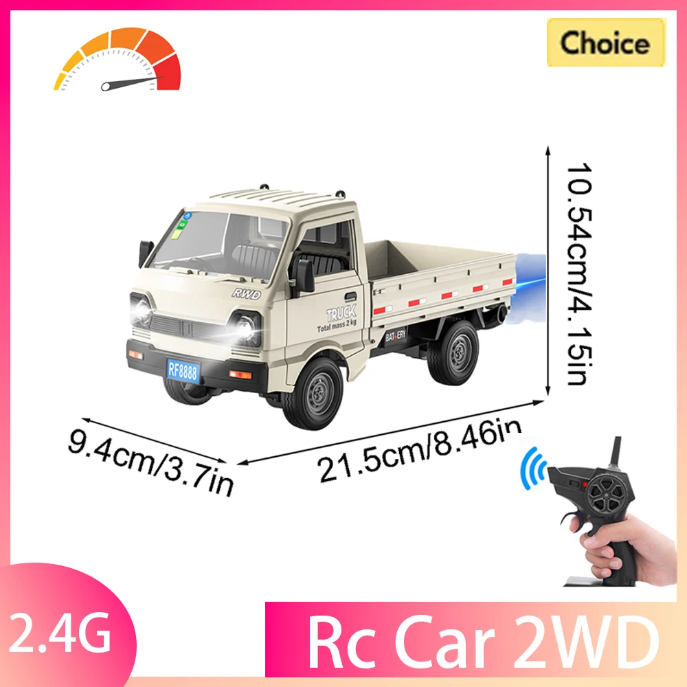 2.4G KF21 Scale Mini RC Cars Cargo Truck With Spray Lights Drift Function Remote Control Model Vehicle For Toys Children's Gifts