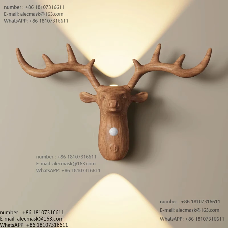

Nordic Wireless Magnetic Motion Sensor Reindeer Wall Light USB Rechargeable Night Light Stair Bedroom Bedside LED Wall Lamps