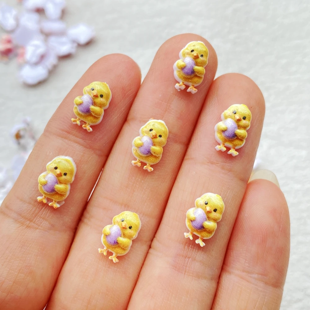 50 Stück niedliche Mini-Cartoon-Figuren aus Kunstharz: Enten, Kaninchen, Schafe, Hühner – Kunstnägel mit flacher Rückseite für DIY-Scrapbook-Dekoration und Schmuck – Detail 6