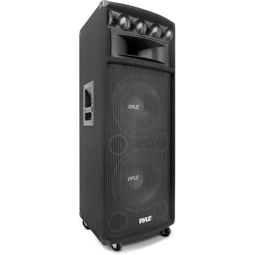 

Portable Cabinet PA Speaker System - 1600 Watt Outdoor Stereo Sound Speakers w/ Dual 12" Woofers