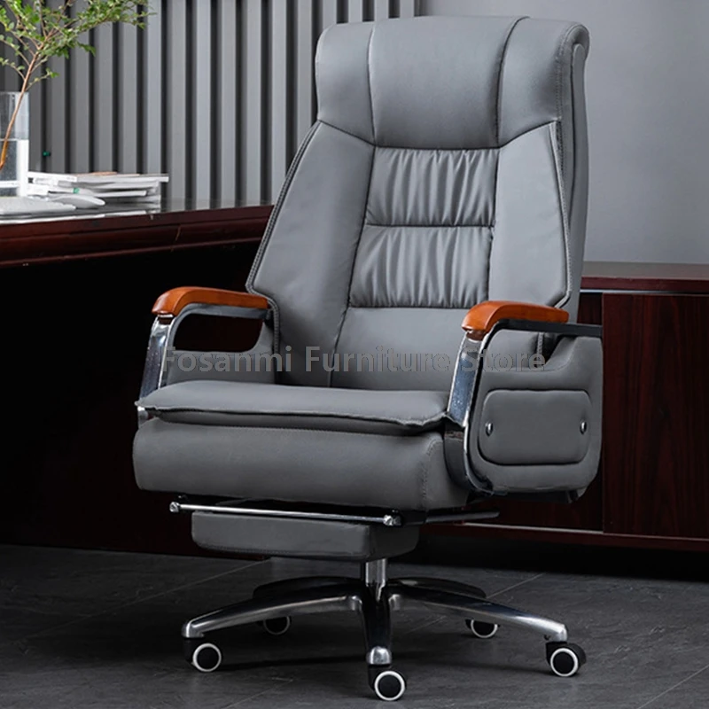 High Back Leather Boss Chair Adjustable Swivel Comfortable Office Chair Reclining Desk Chair with Armrest and Wheel for Business