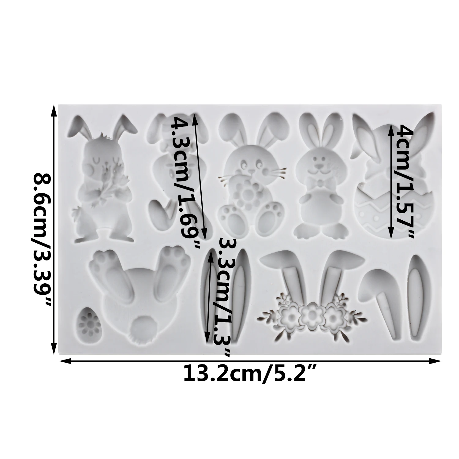 3D Bunny Silicone Molds Rabbit Flowers Fondant Cake Decorating Tools Cupcake Topper Candy Craft Gum Paste Polymer Clay