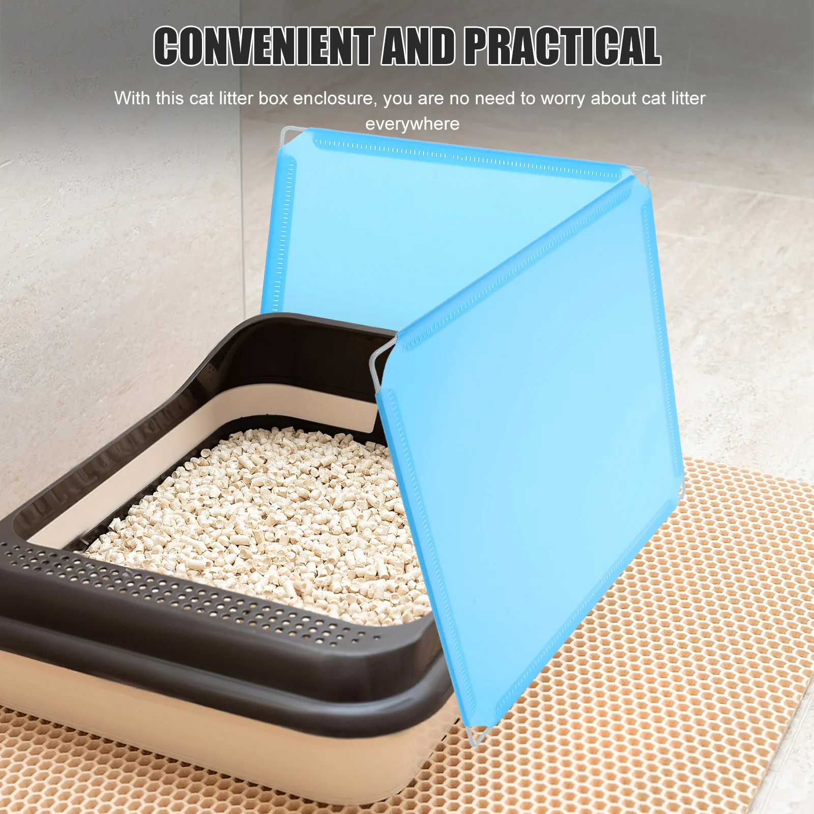 

3Pcs Large Cat Litter Box Enclosure Splash Guard Privacy Shield Easy Install Secure Clips Pet Accessory Cat Litter Box Enclosure